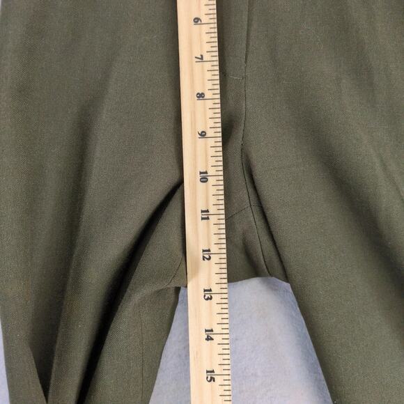 Talbots Heritage Wide Leg Pants Women's 8 33x32 Dark Green Flat Front Wool Blend - Picture 6 of 10